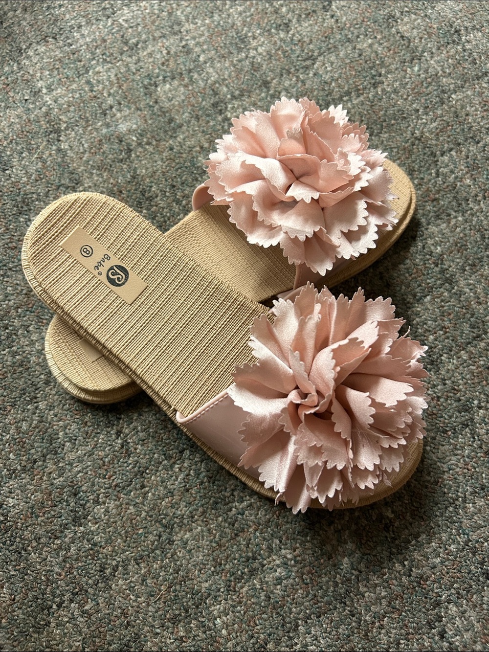 Babe Pink Floral Slide Sandals Size 8